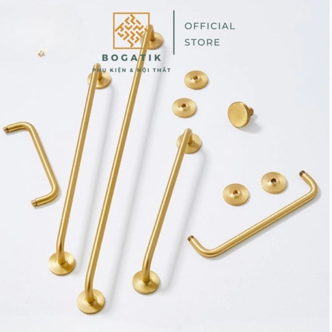 Tay nắm cửa tủ ngăn kéo, núm tay nắm tủ bếp hình tròn màu vàng chất liệu đồng thau DT815