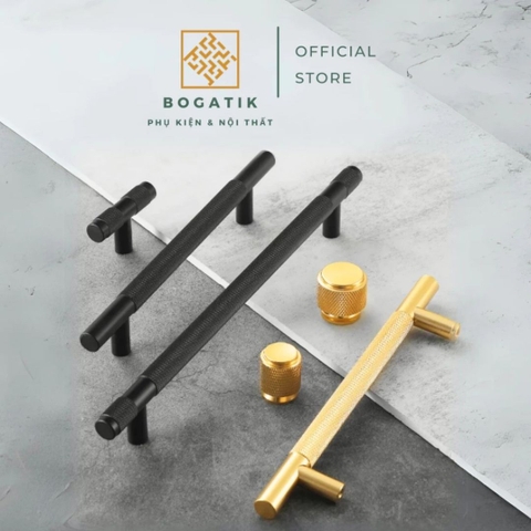 Tay nắm cửa tủ ngăn kéo, tay nắm tủ bếp chữ T hợp kim nhôm màu đen, vàng kim hiện đại mã TN08