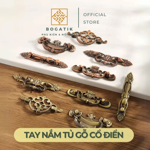 Tay nắm cửa tủ, ngăn kéo, tay nắm cửa gỗ CỔ ĐIỂN chất liệu HỢP KIM màu ĐỒNG tinh tế, thẩm mỹ