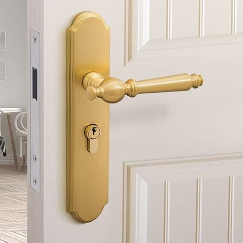 Tay nắm cửa phòng, khoá phân thể tay gạt LINA 2 chất liệu đồng thau cao cấp