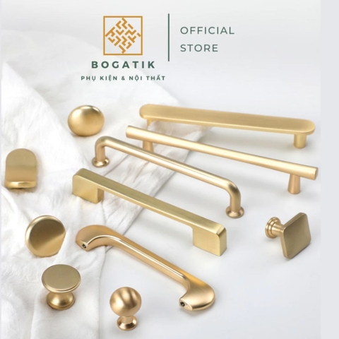 Núm cửa tủ ngăn kéo, tủ bếp hợp kim kẽm màu vàng kim nặng tay, cao cấp và hiện đại