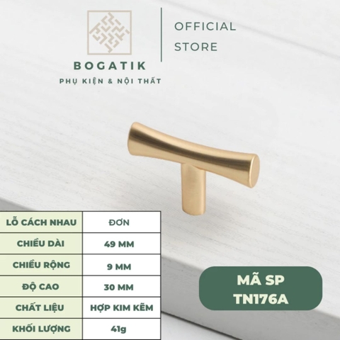 Núm cửa tủ ngăn kéo, tủ bếp hợp kim kẽm màu vàng kim nặng tay, cao cấp và hiện đại