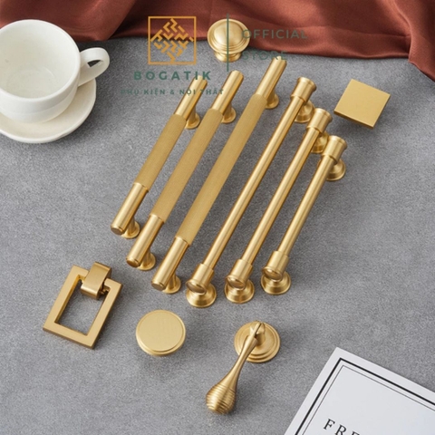 Tay nắm cửa tủ ngăn kéo, tay nắm tủ bếp chất liệu đồng thau cao cấp nhiều mẫu mã kích thước DT02