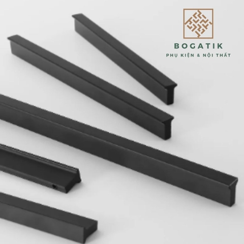 Tay nắm cửa tủ tay nắm tủ bếp dạng thanh chữ I chất liệu hợp kim nhôm màu đen mạ carbon hiện đại
