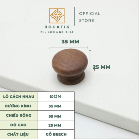 Tay nắm cửa tủ ngăn kéo tay nắm tủ bếp BOGATIK gỗ BEECH, gỗ WALNUT màu nâu phong cách tối giản