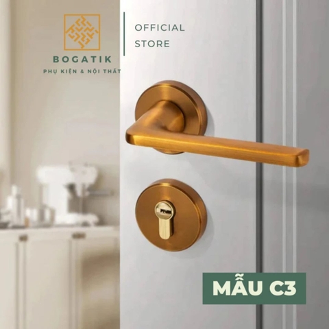 Tay nắm phân thể, khóa cửa tay gạt khóa cửa tròn AURA hợp kim nhôm, kiểu dáng hiện đại tối giản