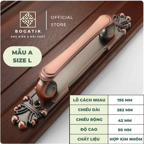 Tay nắm cửa tủ ngăn kéo tay nắm cửa phong cách cổ điển chất liệu hợp kim màu đồng sang trọng
