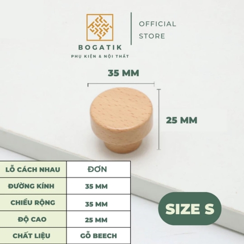 Tay nắm cửa tủ ngăn kéo tay nắm tủ bếp BOGATIK gỗ BEECH, gỗ WALNUT màu nâu phong cách tối giản