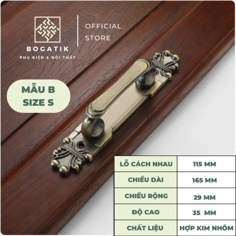 Tay nắm cửa tủ ngăn kéo tay nắm cửa phong cách cổ điển chất liệu hợp kim màu đồng sang trọng