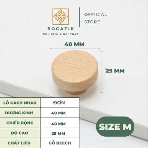 Tay nắm cửa tủ ngăn kéo tay nắm tủ bếp BOGATIK gỗ BEECH, gỗ WALNUT màu nâu phong cách tối giản