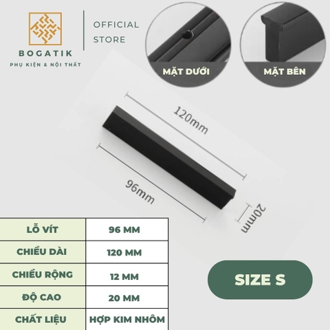 Tay nắm cửa tủ tay nắm tủ bếp dạng thanh chữ I chất liệu hợp kim nhôm màu đen mạ carbon hiện đại