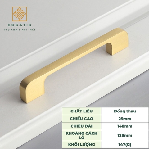 Tay nắm cửa tủ ngăn kéo tay nắm tủ bếp BOGATIK hình chữ U chất liệu đồng thau