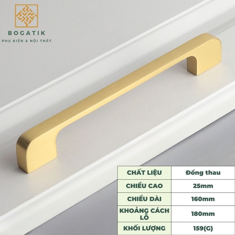 Tay nắm cửa tủ ngăn kéo tay nắm tủ bếp BOGATIK hình chữ U chất liệu đồng thau