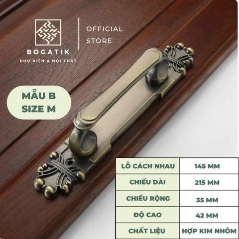 Tay nắm cửa tủ ngăn kéo tay nắm cửa phong cách cổ điển chất liệu hợp kim màu đồng sang trọng