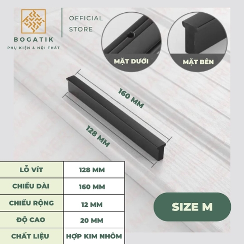 Tay nắm cửa tủ tay nắm tủ bếp dạng thanh chữ I chất liệu hợp kim nhôm màu đen mạ carbon hiện đại