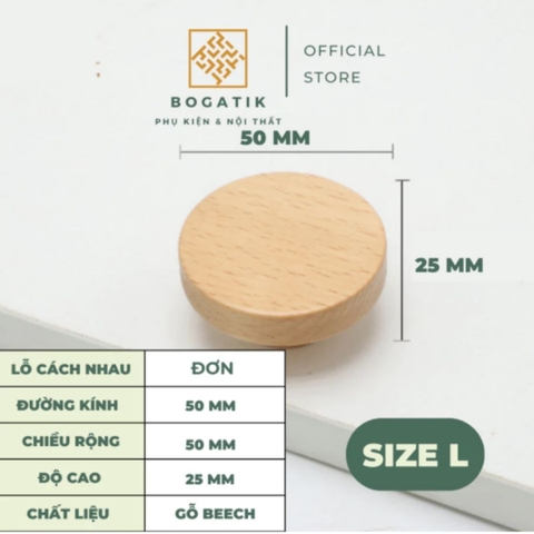 Tay nắm cửa tủ ngăn kéo tay nắm tủ bếp BOGATIK gỗ BEECH, gỗ WALNUT màu nâu phong cách tối giản