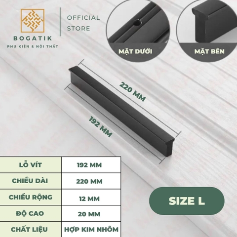 Tay nắm cửa tủ tay nắm tủ bếp dạng thanh chữ I chất liệu hợp kim nhôm màu đen mạ carbon hiện đại