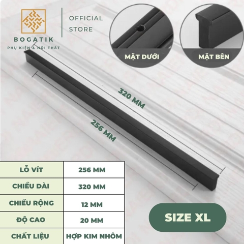 Tay nắm cửa tủ tay nắm tủ bếp dạng thanh chữ I chất liệu hợp kim nhôm màu đen mạ carbon hiện đại