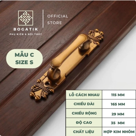 Tay nắm cửa tủ ngăn kéo tay nắm cửa phong cách cổ điển chất liệu hợp kim màu đồng sang trọng