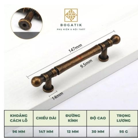 Tay nắm cửa tủ, tay nắm tủ màu Vintage, cổ điển cao cấp hợp kim kẽm siêu bền