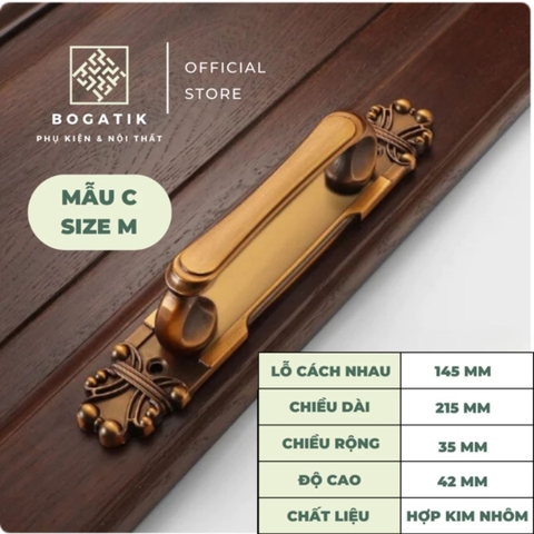 Tay nắm cửa tủ ngăn kéo tay nắm cửa phong cách cổ điển chất liệu hợp kim màu đồng sang trọng