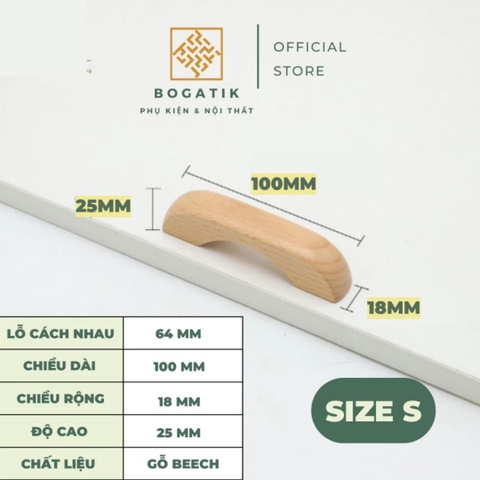 Tay nắm cửa tủ ngăn kéo tay nắm tủ bếp BOGATIK gỗ BEECH, gỗ WALNUT màu nâu phong cách tối giản