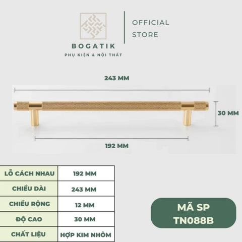 Tay nắm cửa tủ ngăn kéo, tay nắm tủ bếp chữ T hợp kim nhôm màu đen, vàng kim hiện đại mã TN08