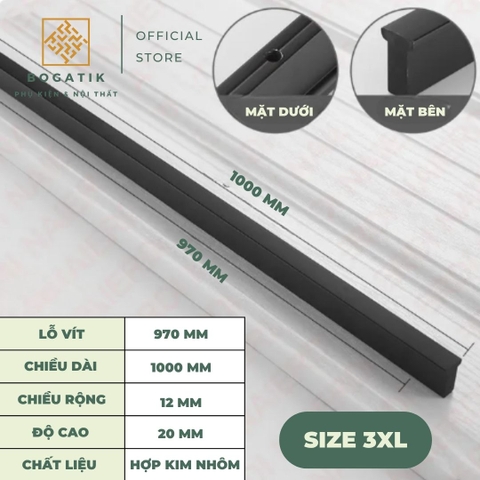 Tay nắm cửa tủ tay nắm tủ bếp dạng thanh chữ I chất liệu hợp kim nhôm màu đen mạ carbon hiện đại