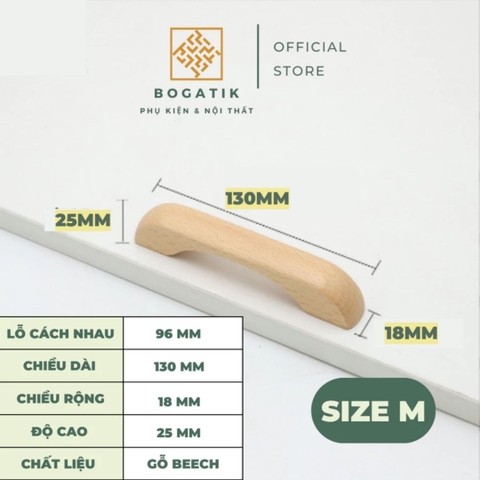 Tay nắm cửa tủ ngăn kéo tay nắm tủ bếp BOGATIK gỗ BEECH, gỗ WALNUT màu nâu phong cách tối giản