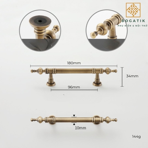 Tay nắm cửa đồng thau phong cách cổ điển(hàng đặt trước)