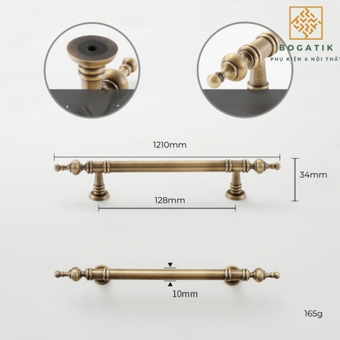 Tay nắm cửa đồng thau phong cách cổ điển(hàng đặt trước)