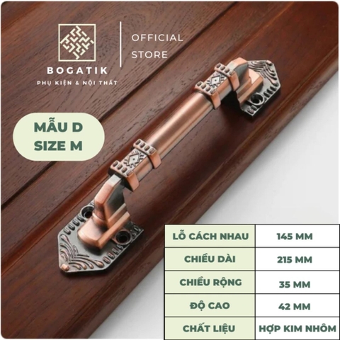 Tay nắm cửa tủ ngăn kéo tay nắm cửa phong cách cổ điển chất liệu hợp kim màu đồng sang trọng