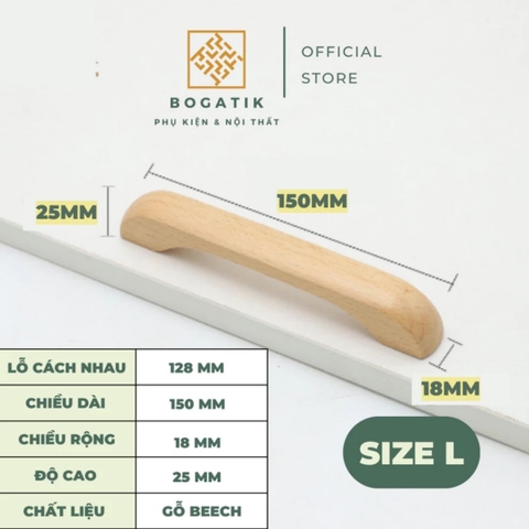 Tay nắm cửa tủ ngăn kéo tay nắm tủ bếp BOGATIK gỗ BEECH, gỗ WALNUT màu nâu phong cách tối giản