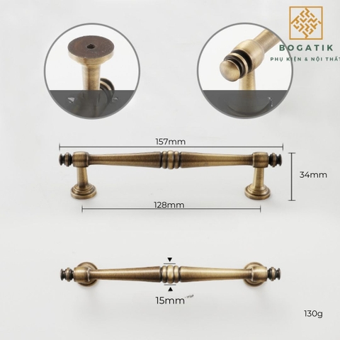 Tay nắm cửa đồng thau phong cách cổ điển(hàng đặt trước)