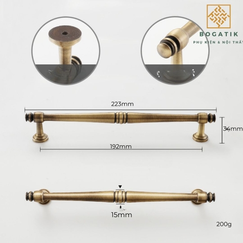 Tay nắm cửa đồng thau phong cách cổ điển(hàng đặt trước)