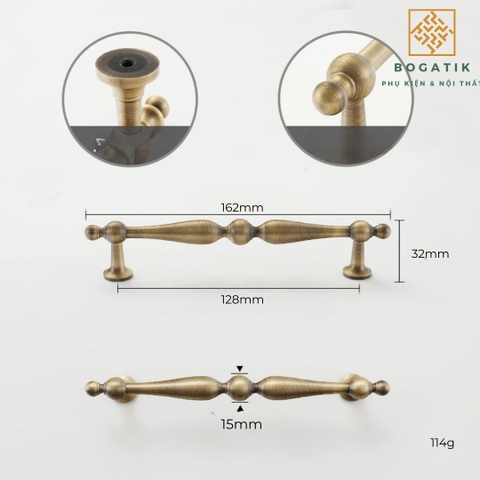 Tay nắm cửa đồng thau phong cách cổ điển(hàng đặt trước)