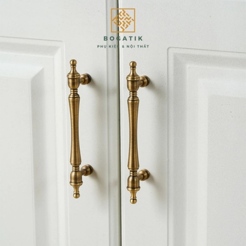 Tay nắm cửa tủ ngăn kéo, tay nắm tủ bếp chất liệu đồng thau cao cấp phong cách vintage, antique DT03