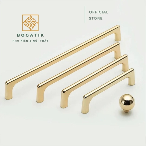 Tay nắm,núm cửa tủ ngăn kéo BOGATIK hợp kim KẼM VÀNG BÓNG hiện đại & cao cấp