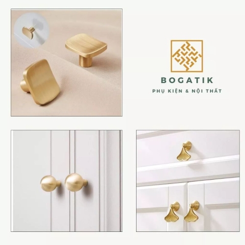 Núm tay nắm tủ bếp, tay nắm tủ quần áo nhiều kiểu dáng, kích thước chất liệu đồng thau cao cấp
