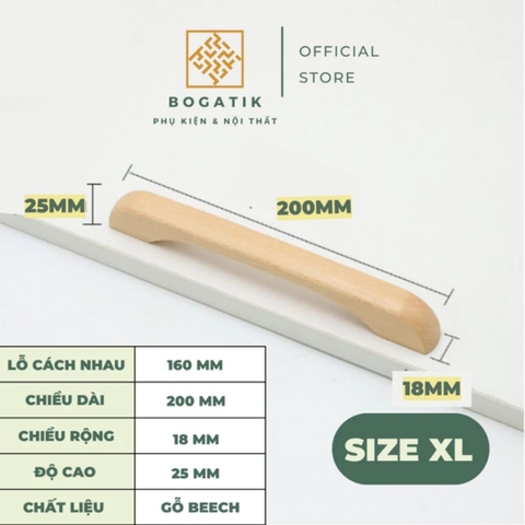 Tay nắm cửa tủ ngăn kéo tay nắm tủ bếp BOGATIK gỗ BEECH, gỗ WALNUT màu nâu phong cách tối giản