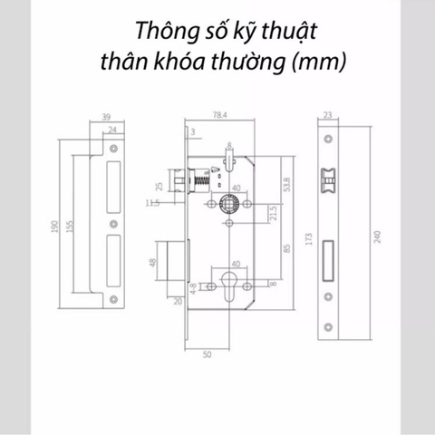 Khóa cửa phân thể  chất lượng đồng thau kiểu dáng tinh tế, hiện đại, tối giản