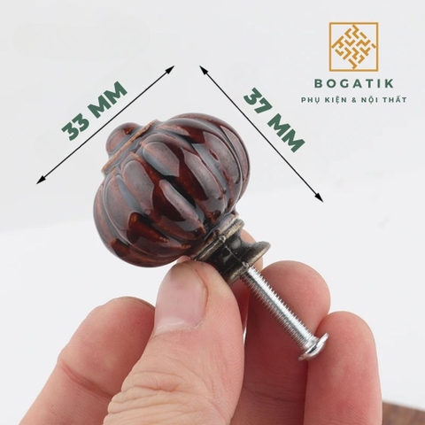 Núm tay nắm cửa tủ, ngăn kéo chất liệu GỐM SỨ hình bí ngô ĐA MÀU