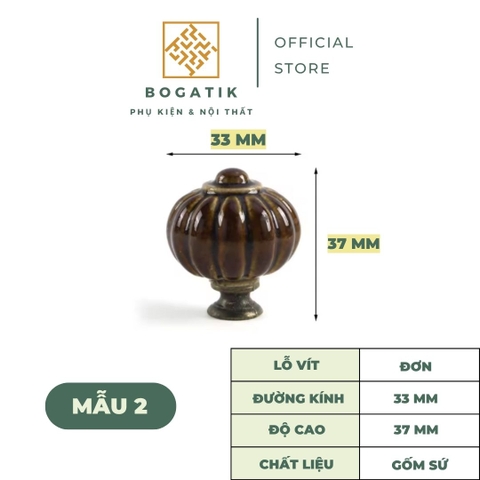 Núm tay nắm cửa tủ, ngăn kéo chất liệu GỐM SỨ hình bí ngô ĐA MÀU