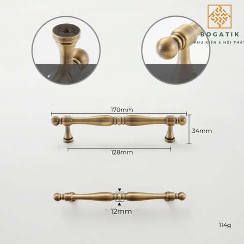 Tay nắm cửa đồng thau phong cách cổ điển(hàng đặt trước)