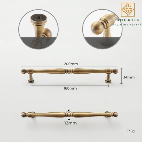 Tay nắm cửa đồng thau phong cách cổ điển(hàng đặt trước)