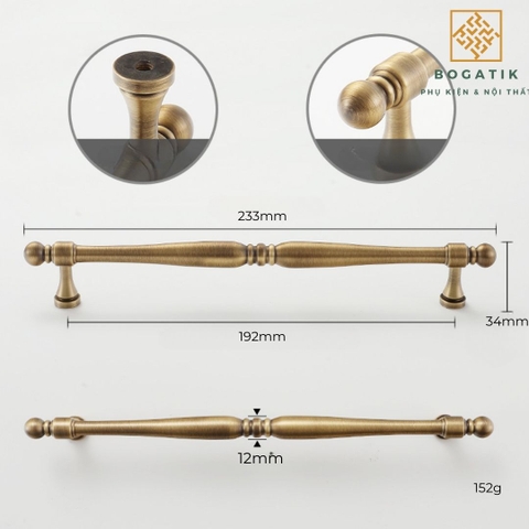 Tay nắm cửa đồng thau phong cách cổ điển(hàng đặt trước)