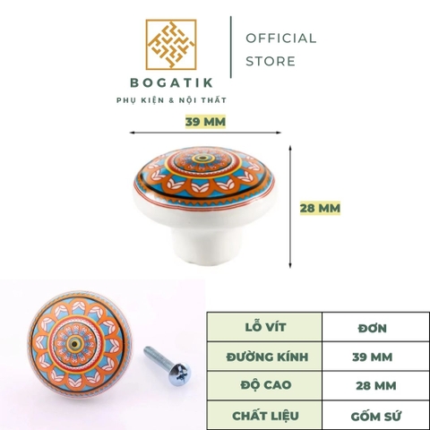 Tay nắm cửa tủ ngăn kéo tay nắm tủ bếp chất liệu GỐM SỨ họa tiết HOA VĂN tinh tế