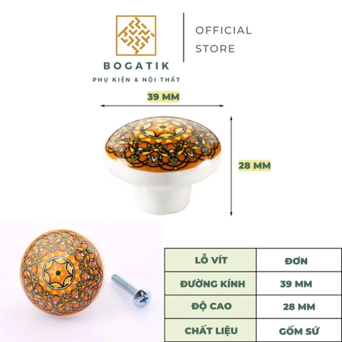 Tay nắm cửa tủ ngăn kéo tay nắm tủ bếp chất liệu GỐM SỨ họa tiết HOA VĂN tinh tế