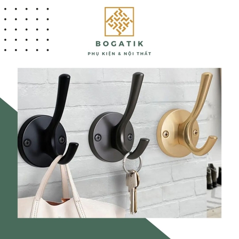 Móc treo gắn tường móc treo quần áo tủ gỗ phong cách châu Âu chất liệu hợp kim cao cấp kèm ốc vít