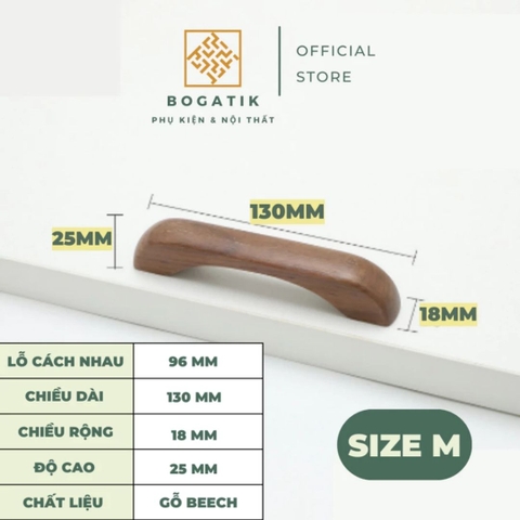 Tay nắm cửa tủ ngăn kéo tay nắm tủ bếp BOGATIK gỗ BEECH, gỗ WALNUT màu nâu phong cách tối giản
